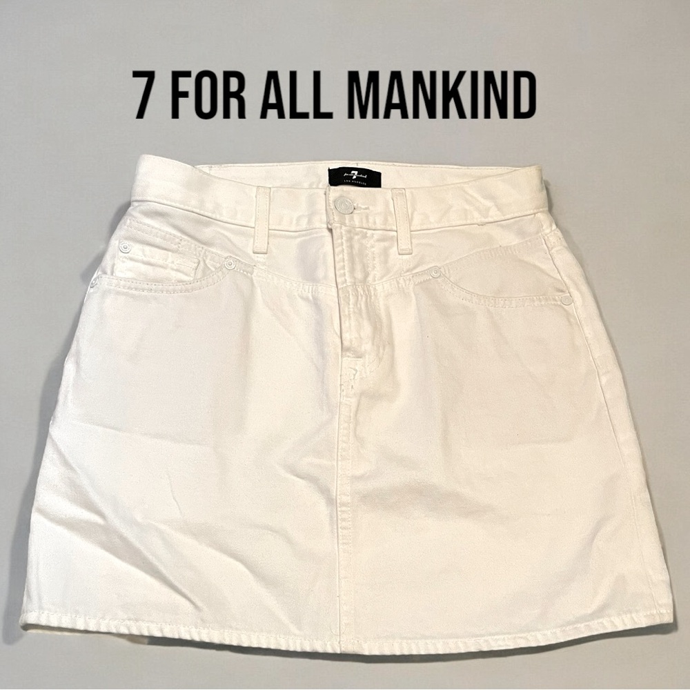 7 for all Mankind white denim mini skirt. Gently used. Sz 26.